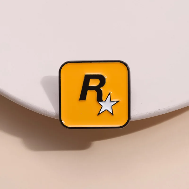 Game Grand Theft Auto Brooch Pins Classic R Five-Pointed Star GTA Badge Enamel Brooches Lapel Pin Jewelry Cosplay Props Gift Acc