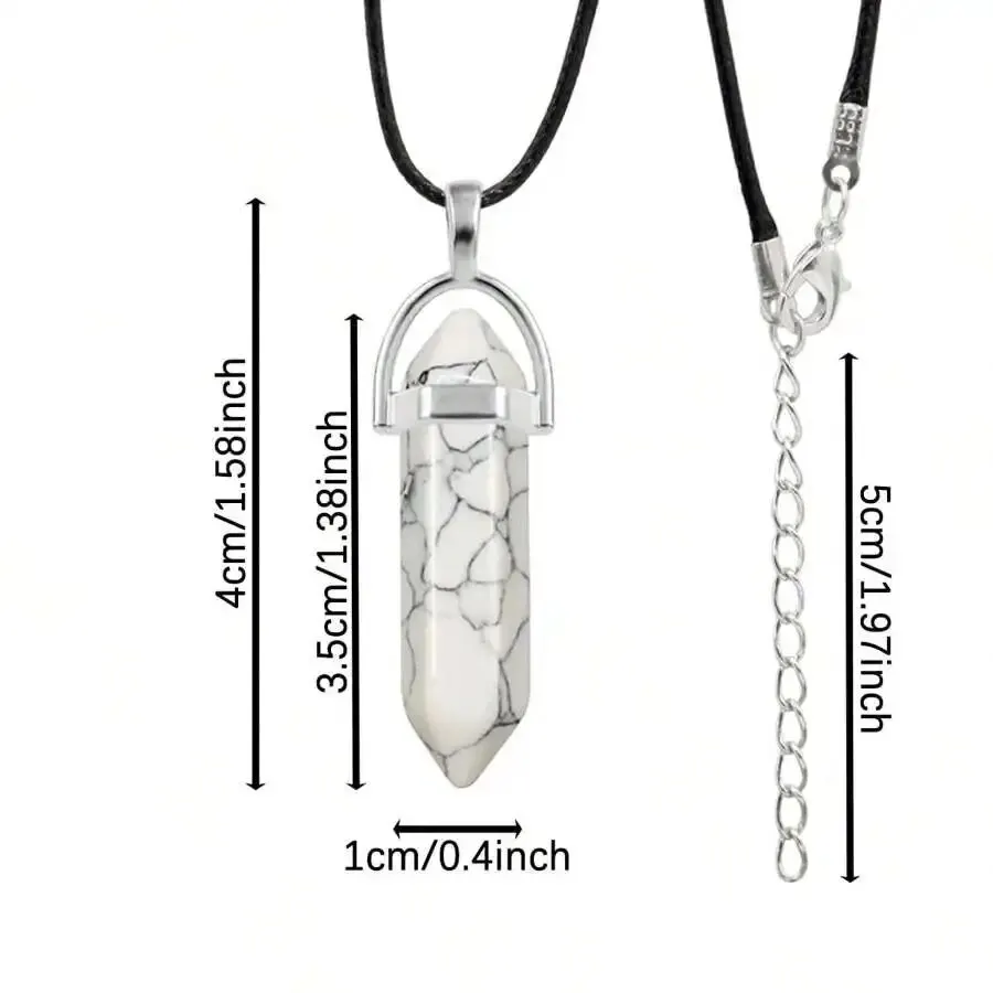 40PCS Hexagonal Chakra Synthetic Crystal Pendant with Necklace Chain