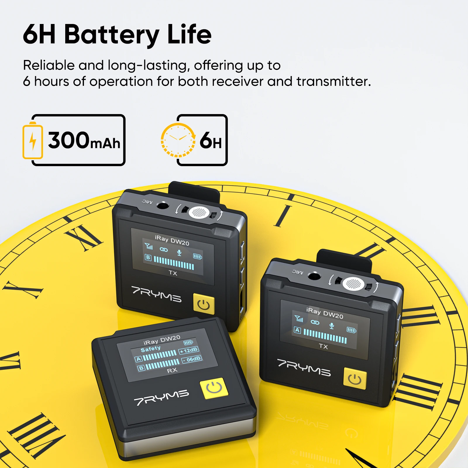 Microfone lapela sem fio 7ryms iray dw20 2.4g para câmera telefone entrevista vídeo youtube streaming ao vivo tiktok microfone de lapela sem fio para celular