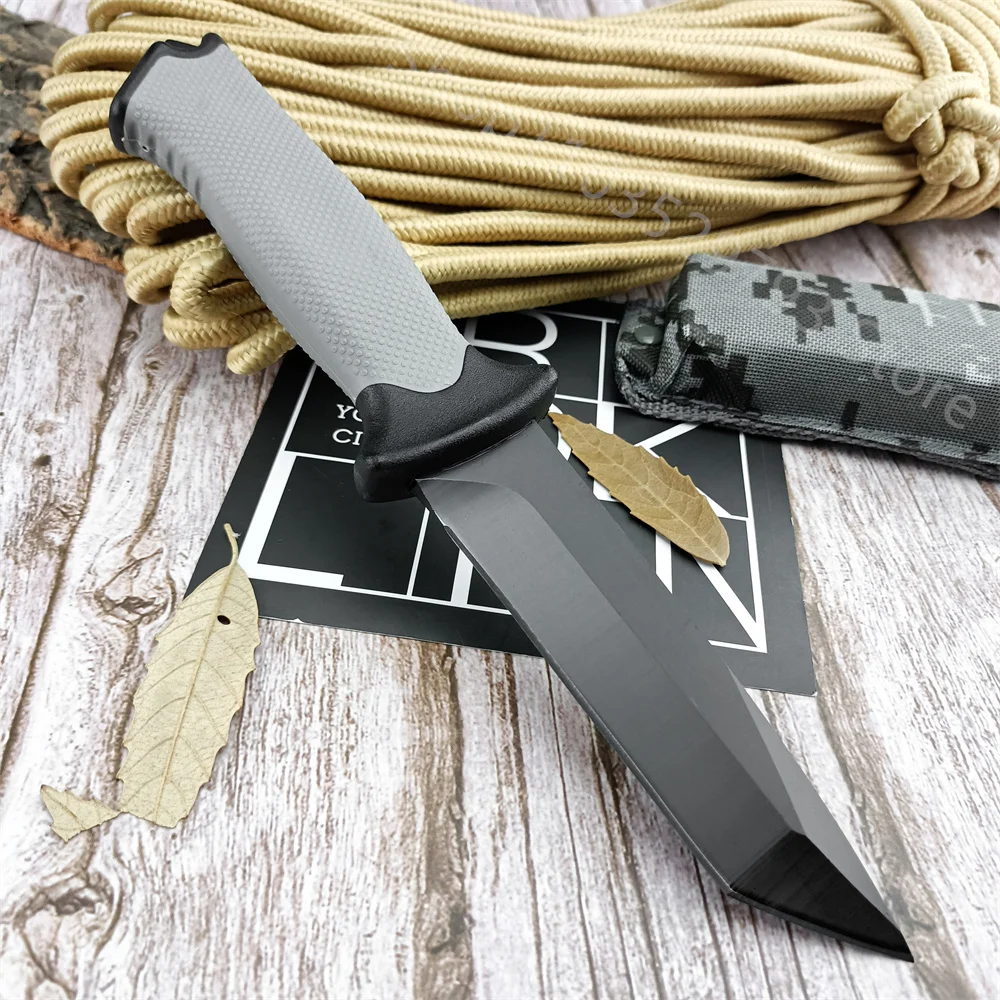

Portable Military Fixed Knife 8Cr13Mov Blade Coyote Rubber Handle Outdoor Camping Tactical Knives Combat Survival Tool for Gifts