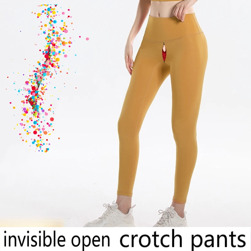 Invisible Seamless Open Crotch Pants High Waist Nude Feeling Yoga Leggings Women's Peach Hip Fitness Outdoor Sex Dating