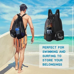 Drawstring Beach Storage Bag Sports Backpacks Basketball Bag Men Women Beach Backpacks Summer Swim Rucksack Mesh Sports Bag