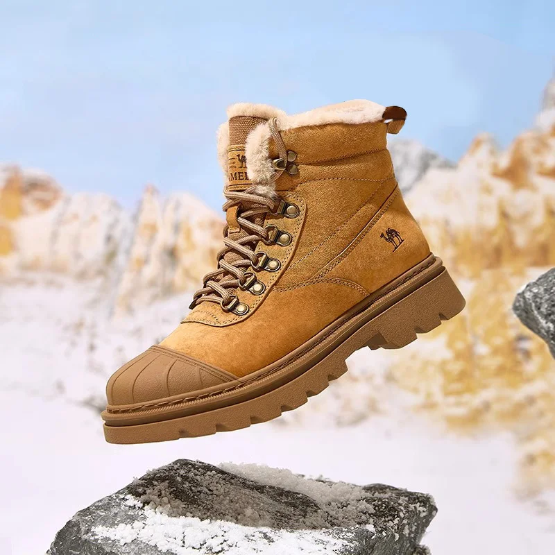 Botas de caminhada GOLDEN CAMEL para homens e mulheres botas de inverno mais veludo quente sapatos de caminhada escalada amortecimento antiderrapante fundo grosso