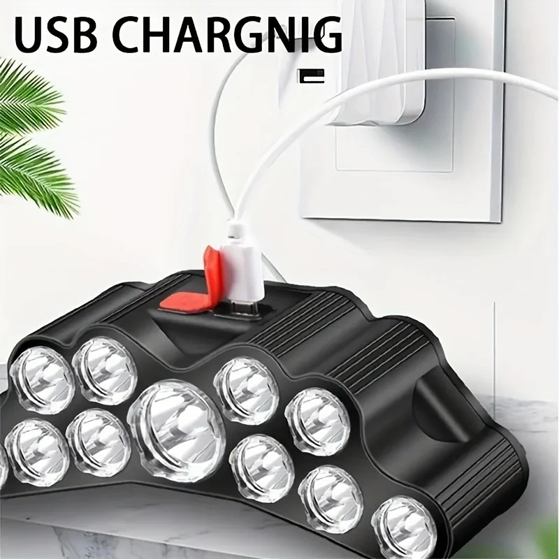 Linterna de cabeza LED ultrabrillante para Camping, pesca nocturna, emergencia, recargable por USB, 1 unidad