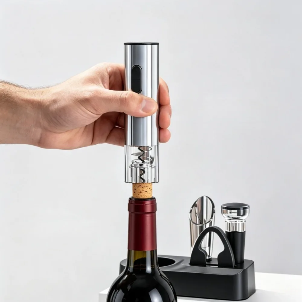 Rechargeable Electric Wine Opener Set, Automatic Corkscrew Set Type-C Rechargerable One-click Button Corkscrew Remover