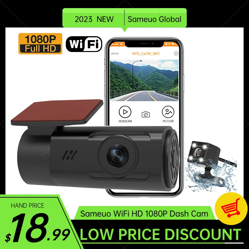 

Sameuo Dash Cam WiFi 1080P Car Dvr HD Night Vision GSensor 24H Parking Monitor Mirror Recorder Dashcam