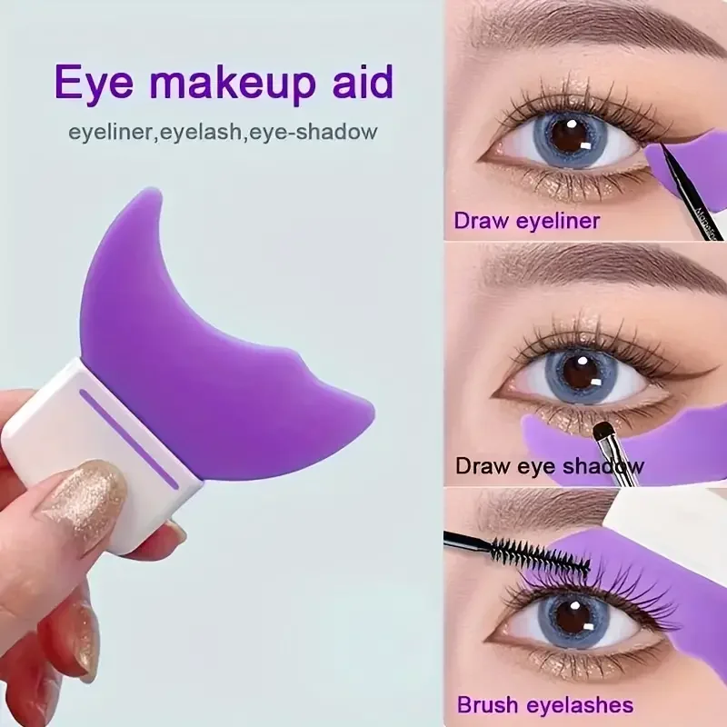 Herramienta auxiliar de maquillaje de ojos de silicona: rímel/sombra/delineador de ojos multifuncional, reutilizable, adecuada para maquillaje de ojos para principiantes