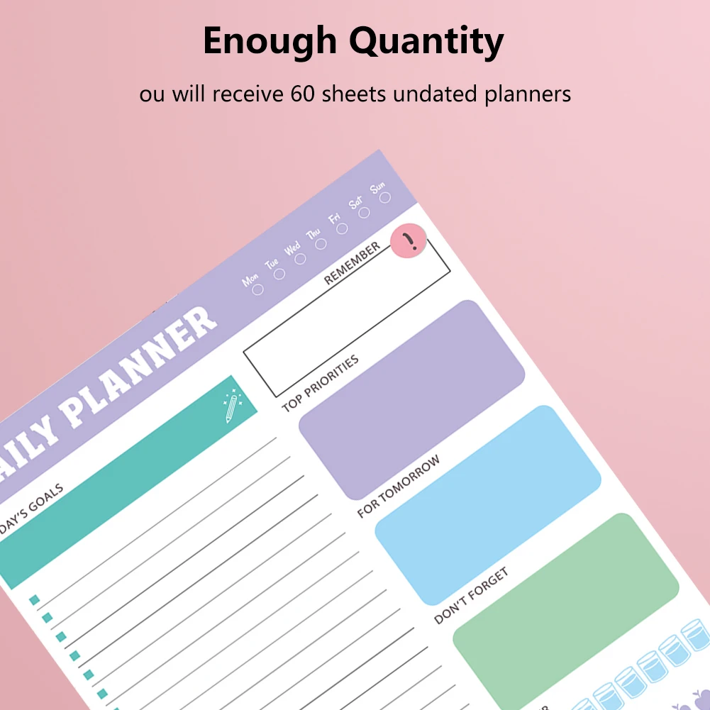 60 ورقة/كتاب مخطط يومي ممارسة هياكل مرنة للقيام قائمة العمل المنظم دراسة مكتب الجدول الزمني كتابة مذكرة المفكرة