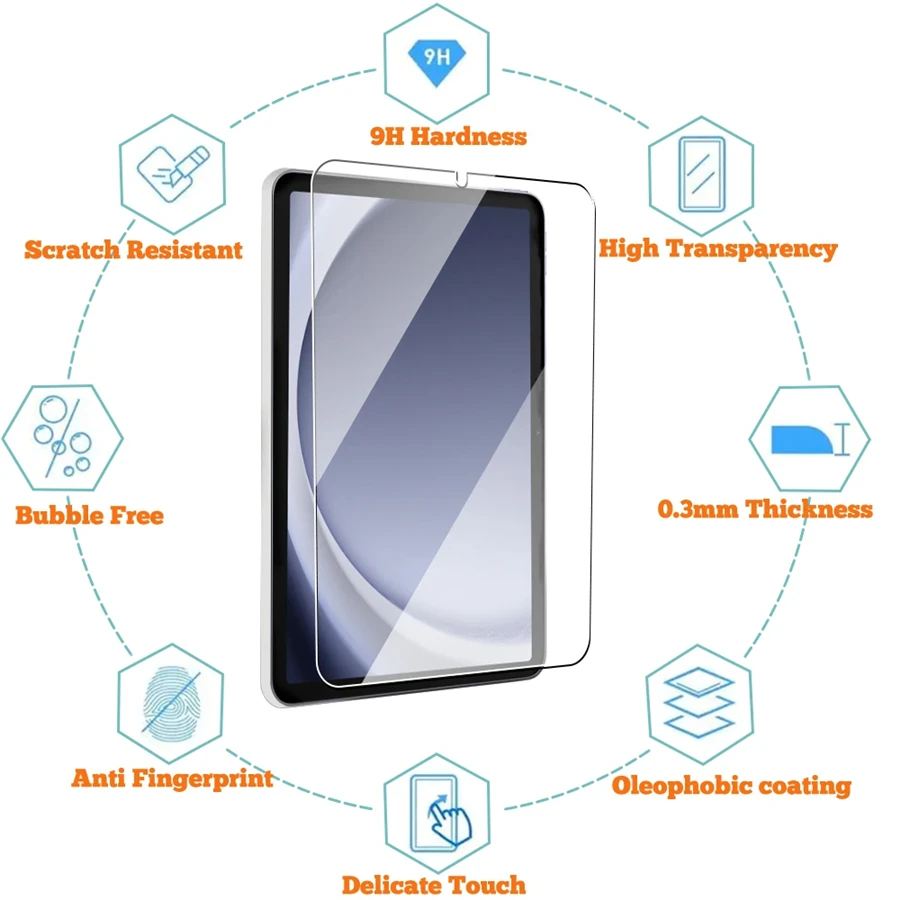 Displayschutzfolie aus gehärtetem Glas für Samsung Galaxy Tab S6 Lite A9 Plus S8 S9 Plus Ultra S7 Fe S9 Fe 12,4 A8 S10 S11 Film – Detail 5