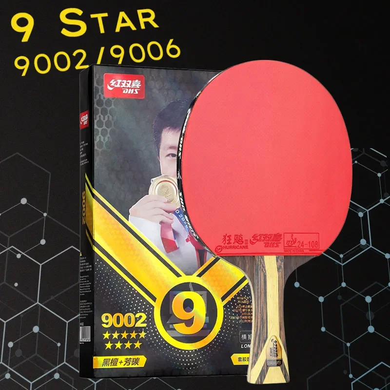 DHS 9 Star Table Tennis Racket Professional 5 Wood 2 ALC Offensive Ping Pong Racket with Hurricane Sticky Rubber