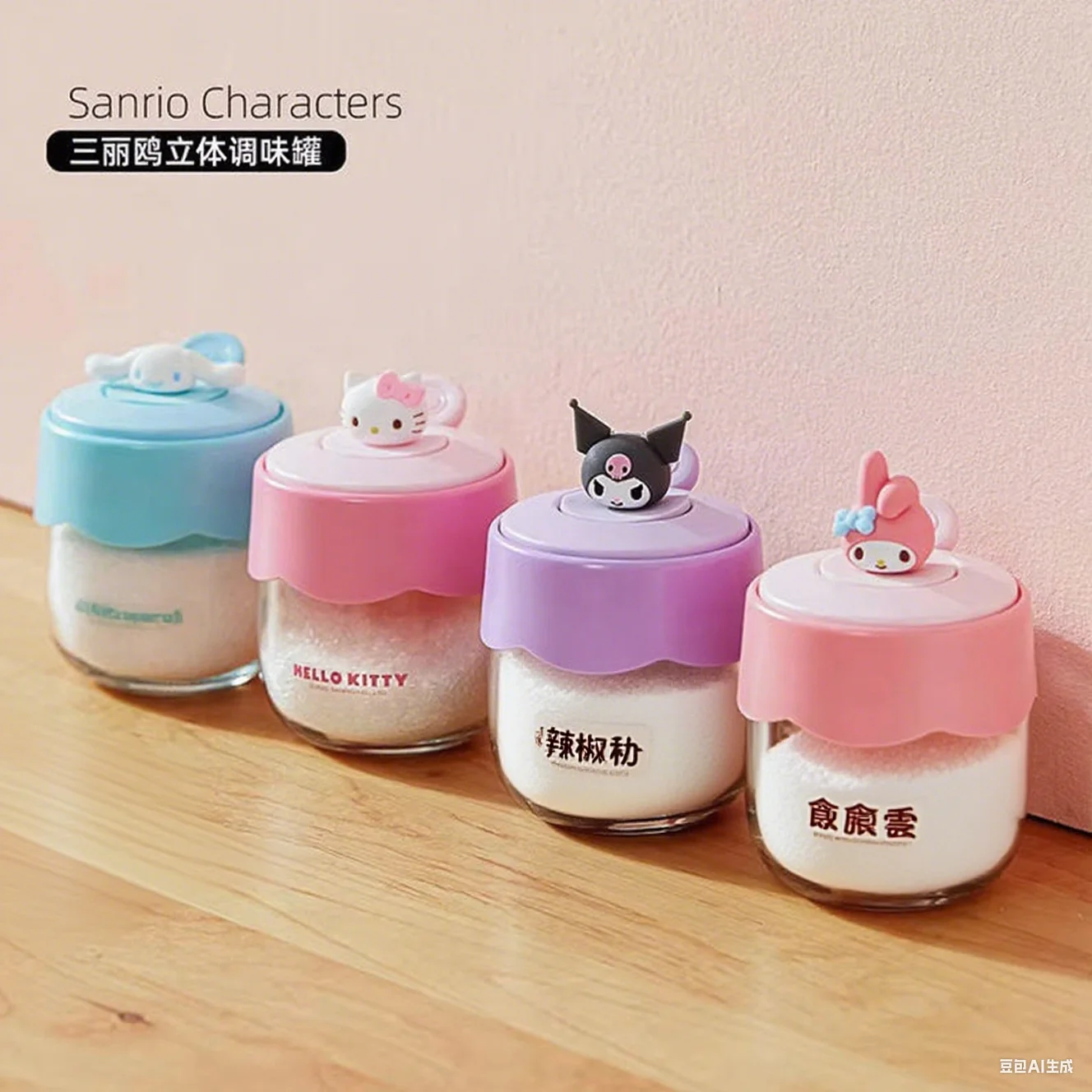 

Hello Kitty seasoning cute kitchen storage seasoning bottle household storage box combination set jar sealed salt jar Gifts Toys