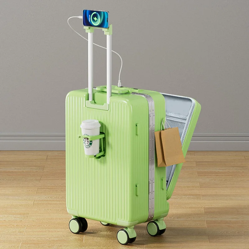 Imagem -05 - Roda Universal Senha Mala de Viagem Embarque Frente Bagagem Aberta Leve Multifuncional Usb Travelling Trolley Case