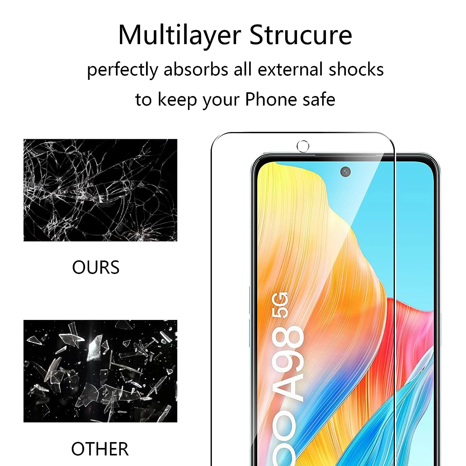 9H Screen Protector Glass For OPPO A98 5G 2/4Pcs HD Tempered Glass