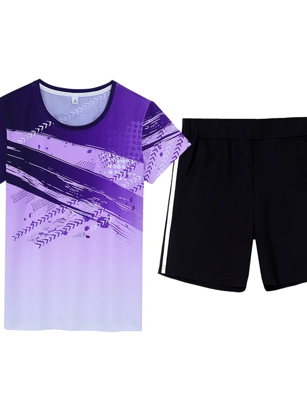 طقم رياضي جاف من الحرير الجليدي للنساء 2025 صيفي جديد ort Sve orts بدلة جري عصرية طقم مكون من قطعتين للتنس