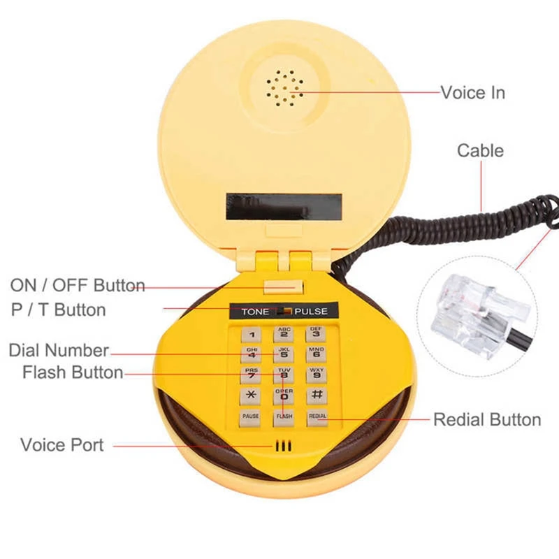 JAJA Funny Gadgets Emulational Hamburger Telephone Wire Landline Phone Cheeseburger Phone For Home Office Hotel Decoration