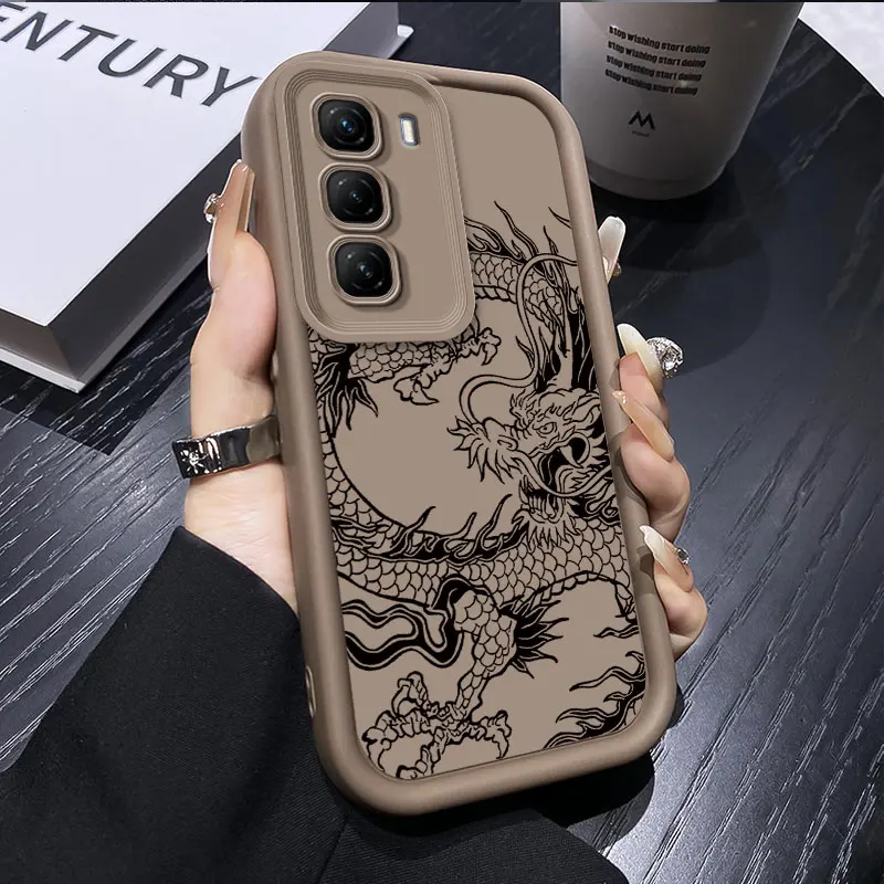 Coque de téléphone à motif Dragon pour Infinix Hot60 5G /Hot 60 Pro Plus, étui de luxe en Silicone mat souple