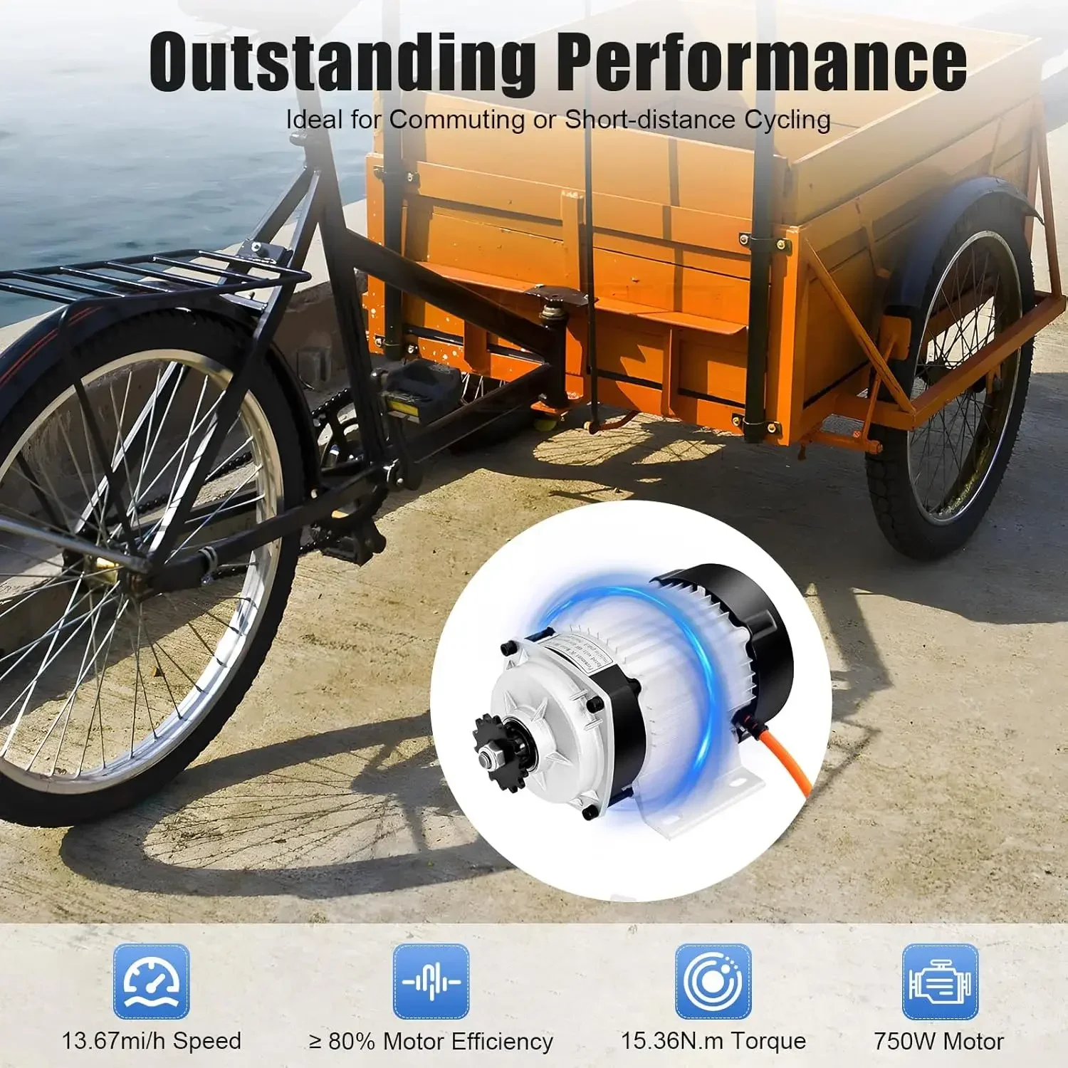 

750W Brushless Motor Kit with Controller, 26Inch Electric Tricycle Conversion Set - - Converts Manual Trikes to Electric