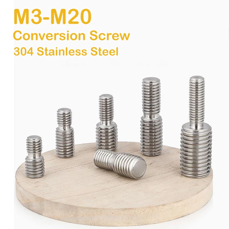 304 Stainless Steel Conversion Double Head Transfer Screws M3 M4 M5 M6 M8 M10 M12 M14 M16-M20 Thread Adapter Male to Male Bolts