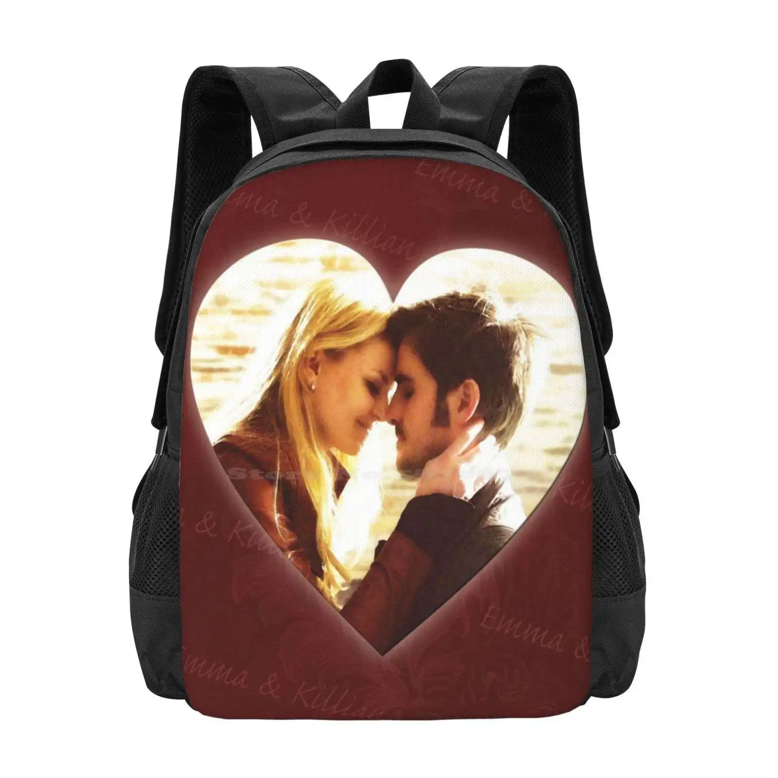 Captain Swan Heart Design 4 Hot Sale Schoolbag Backpack Fashion Bags Once Upon A Time Captain Swan Emma Swan Captain Hook