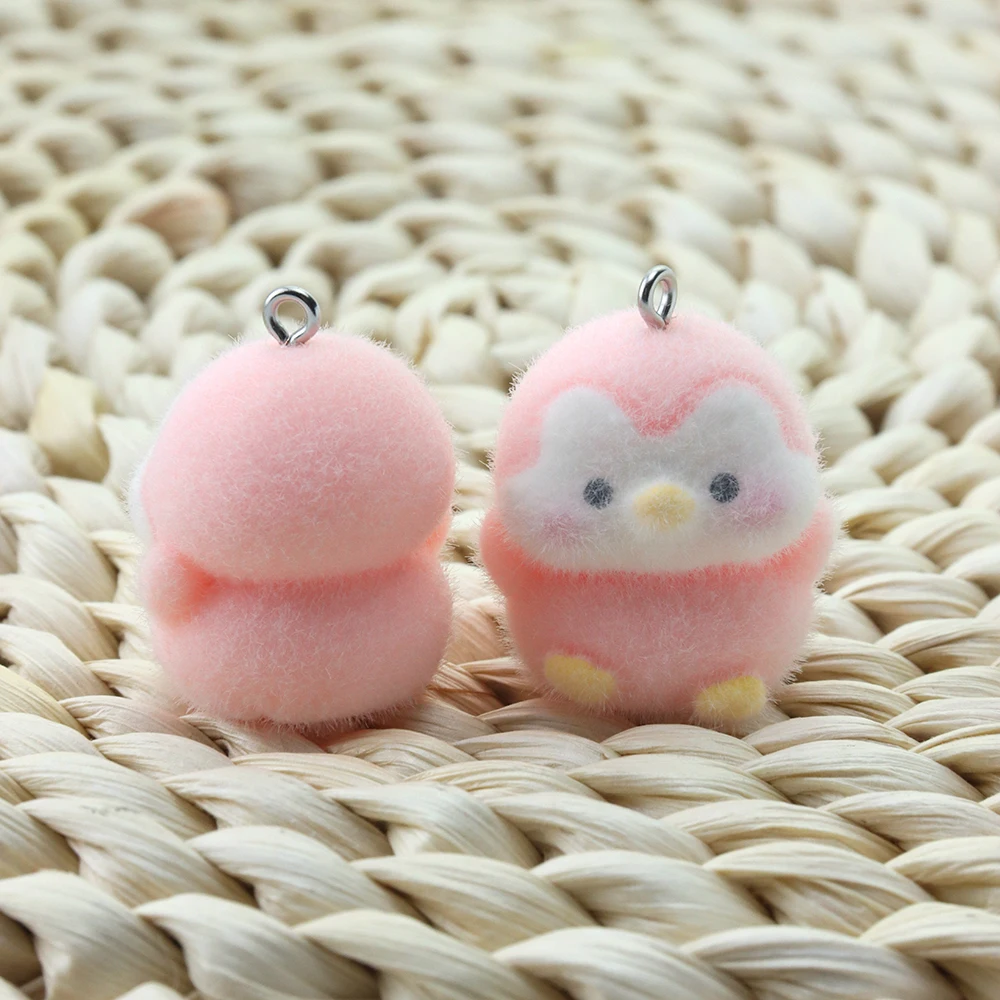 10pcs 3D Flocking Resin Penguin Charms Cute Animal Pendants for Necklace Earrings Keychain Making DIY Jewelry Accessories
