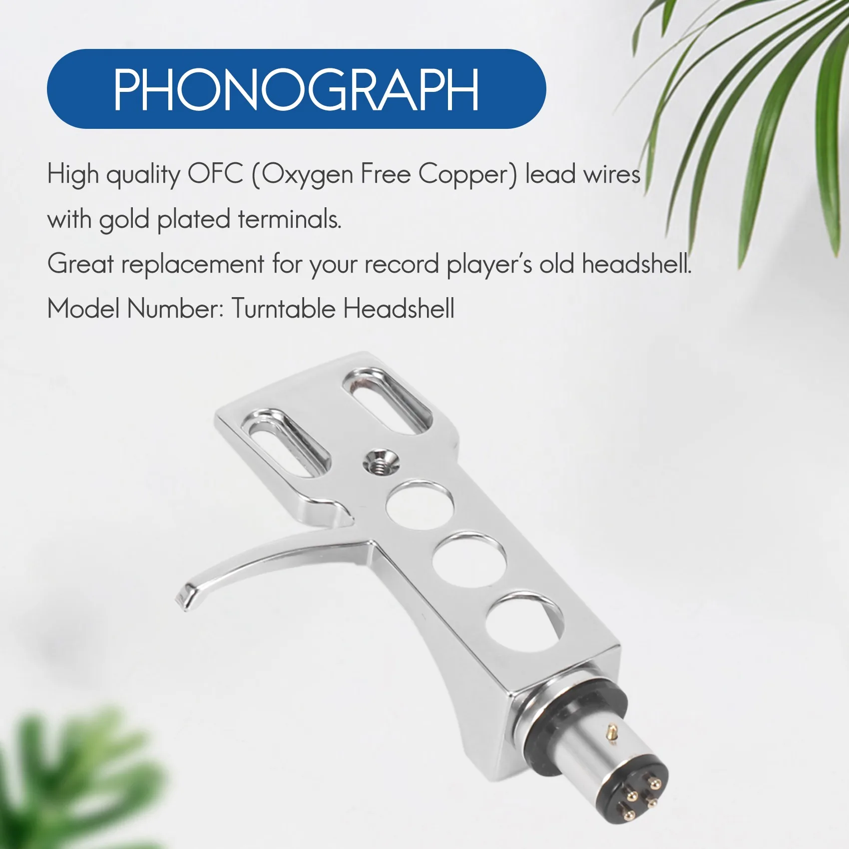 Universal LP Disc Plattenspieler Phono Plattenspieler Headshell 4-Pin Aluminiumlegierung mit OFC Ableitungsdrähten für Direct-Drive Plattenspieler