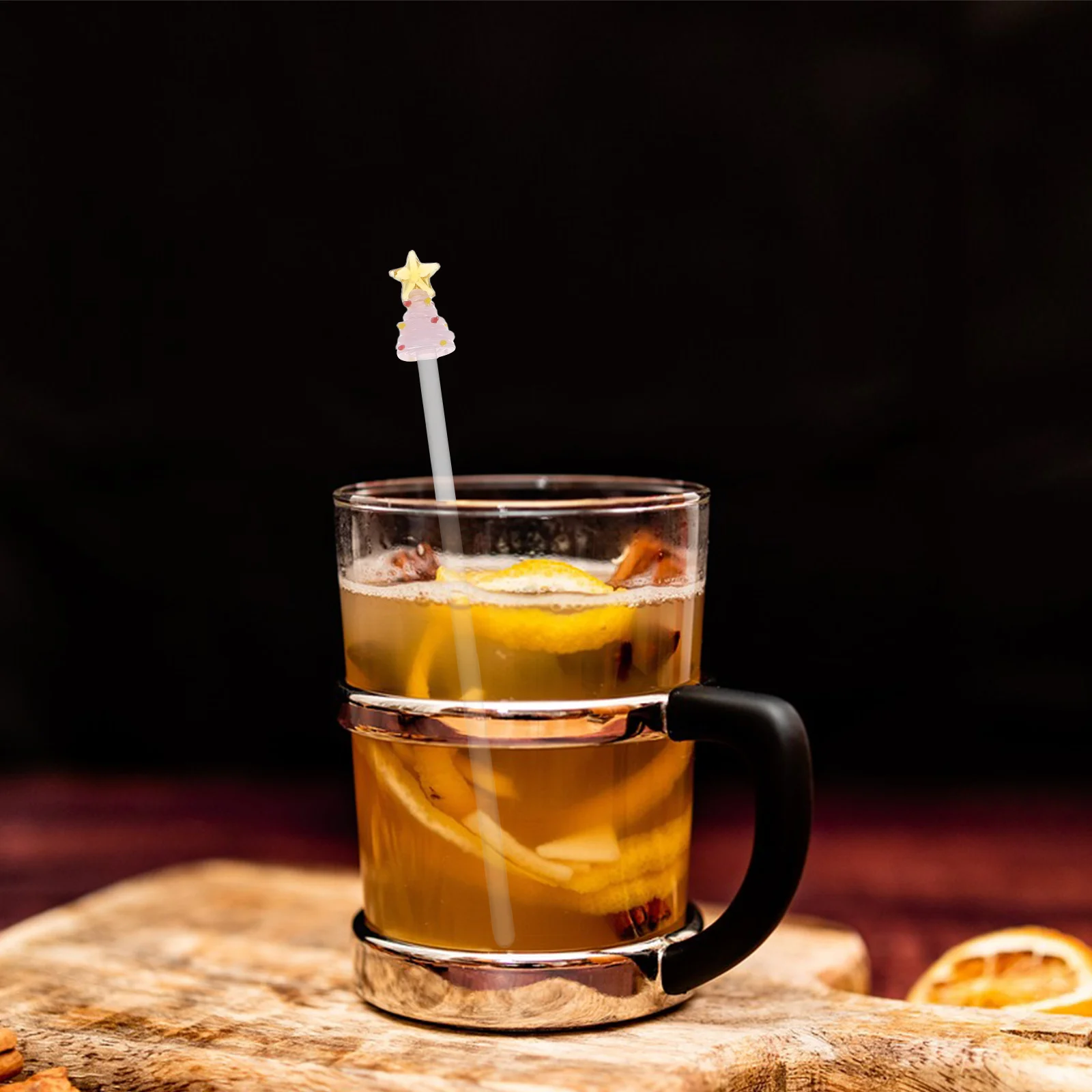 

Cute Christmas Tree Glass Swizzle Sticks Reusable Drink Stirrers for Festive Cocktail Mixing and Coffee Decoration