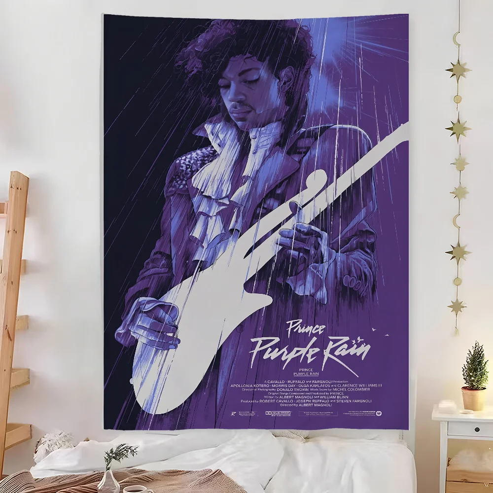P-Princes Purple Rain Tapestry Bedroom Living Bar Garden Outdoor Microfiber Festival Decoration Background Art Banner