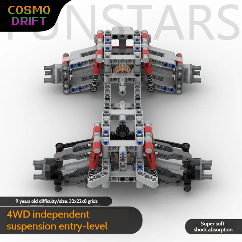 

Шасси строительного блока 4WD с независимой подвеской, дифференциальная база для начинающих, рулевая ось, совместимая с обновлением LEGO DIY