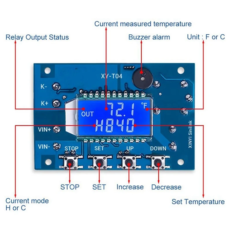 2X 12V DC Digital Temperature Controller, Wifi APP Control High Temperature Control Module -99 Celsius-999 Celsius 24V