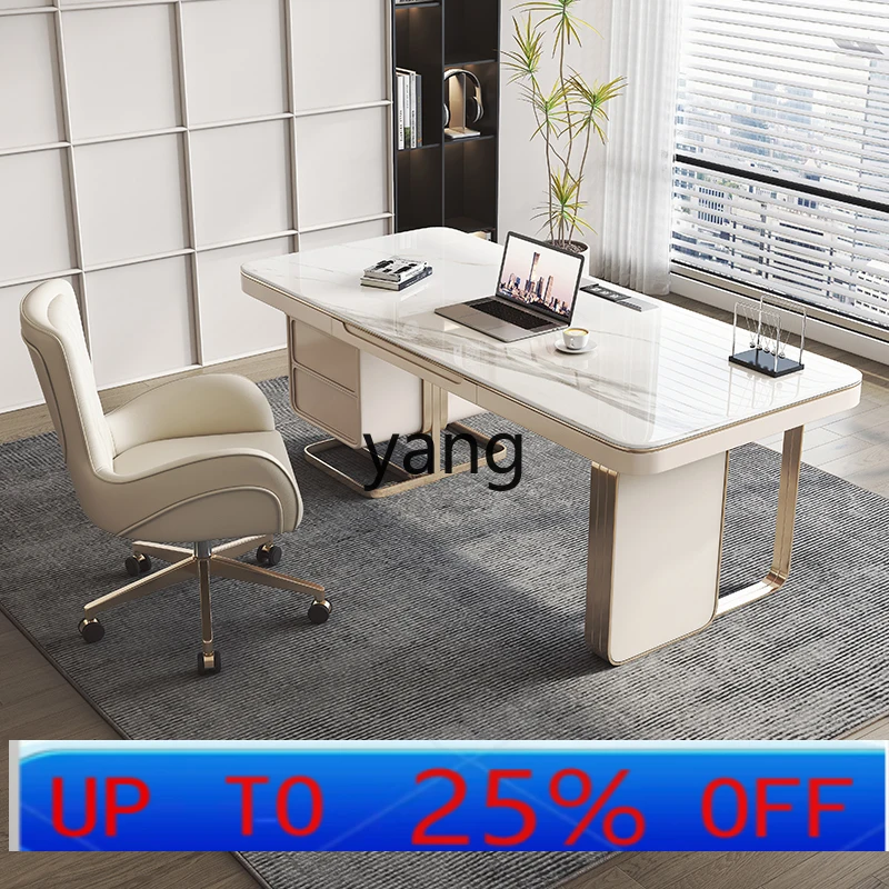

LH light luxury modern simple style high-end rock slab office desk and chair computer desk study writing desk