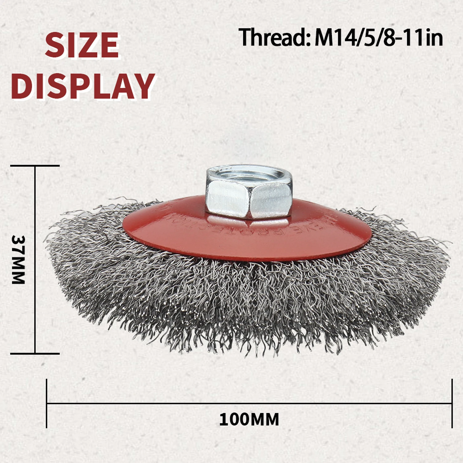 Sikat Kawat Baja Tahan Karat 4 inci 100mm Dengan Ulir M14 5/8-11in Untuk Mesin Gerinda Sudut Pembersih Logam Penghilang Karat Abrasif