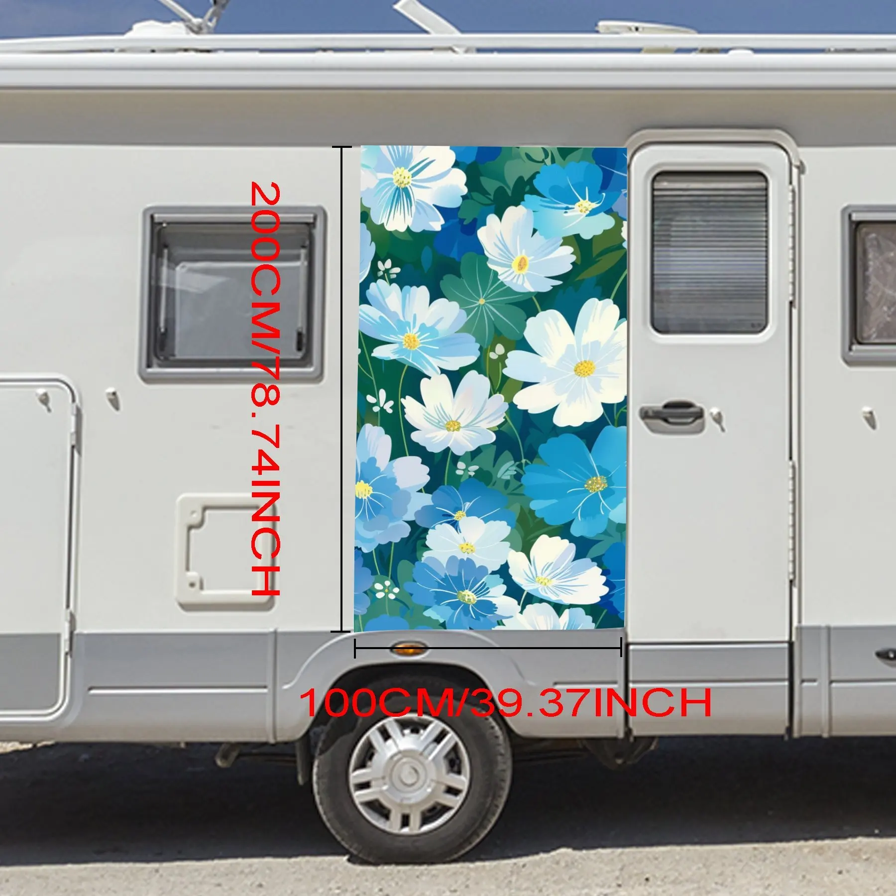 Fresh Flower Field Car Sticker,Vinyl decal on the side of the motor home, waterproof self-adhesive vinyl sticker on the side of