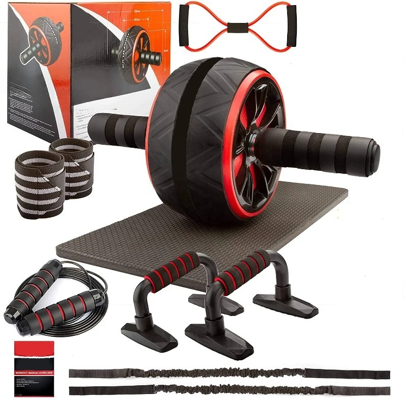 

11-In-1 Abdominal Exercise Muscle Training Wheel Roller Set Steel - For Home Yoga