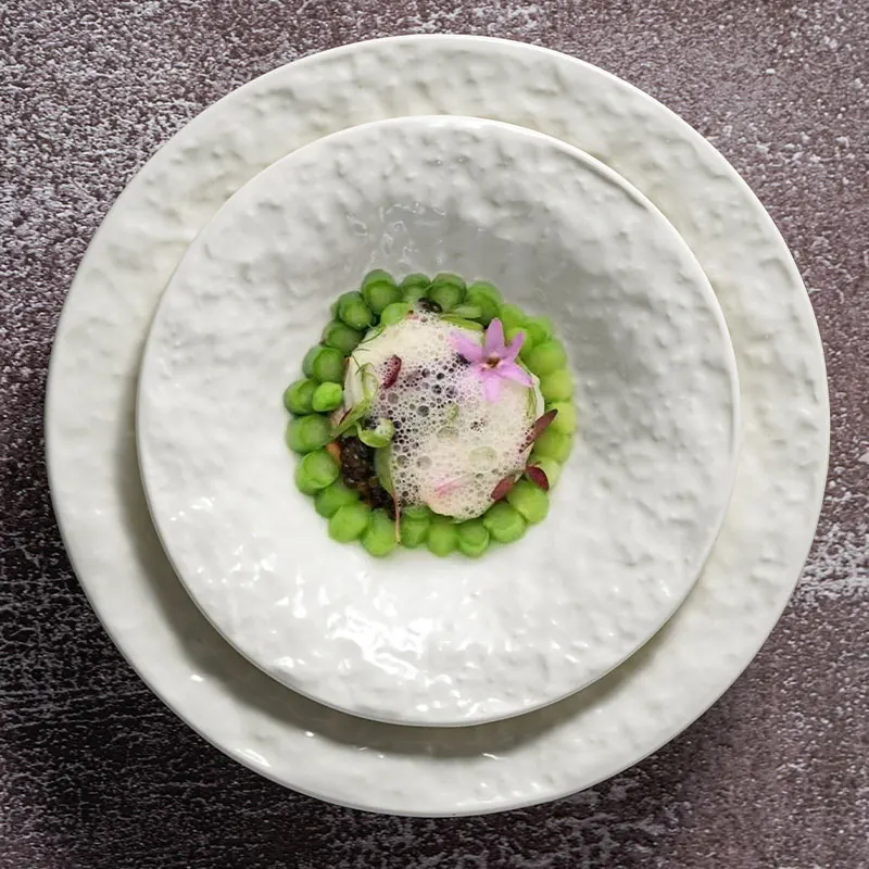 

Hotel Tableware White Dinner Plates Round Ceramic Plate Western Soup Dish Fruit Tray Salad Bowl Dessert