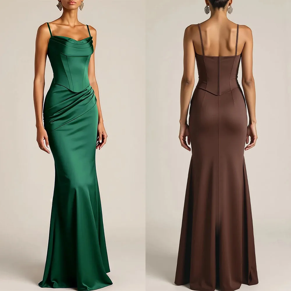 

Высокое качество по индивидуальному заказу без бретелек с открытой спиной тонкие подтяжки без рукавов длиной до пола халат Pour Mariage Invité вечерние платья