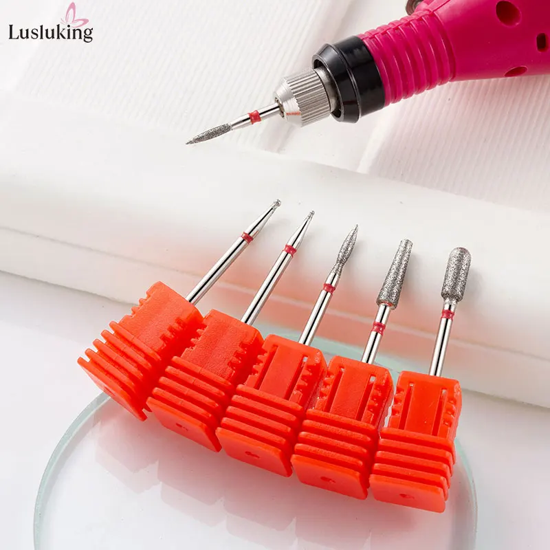 6 個ダイヤモンドネイルドリルビットセット電気フライスカッターマニキュアキューティクルクリーンマニキュアドリルアクセサリー