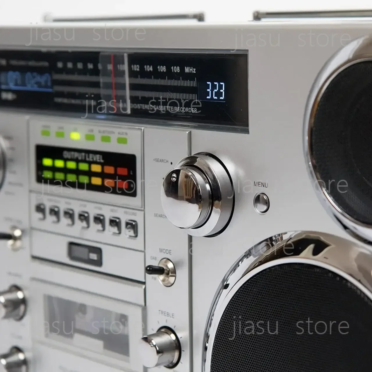 Brooklyn Wireless Bluetooth Speaker - Silver 1980S-Style Portable Boombox - CD Player, Cassette Player, FM Radio, USB view 2