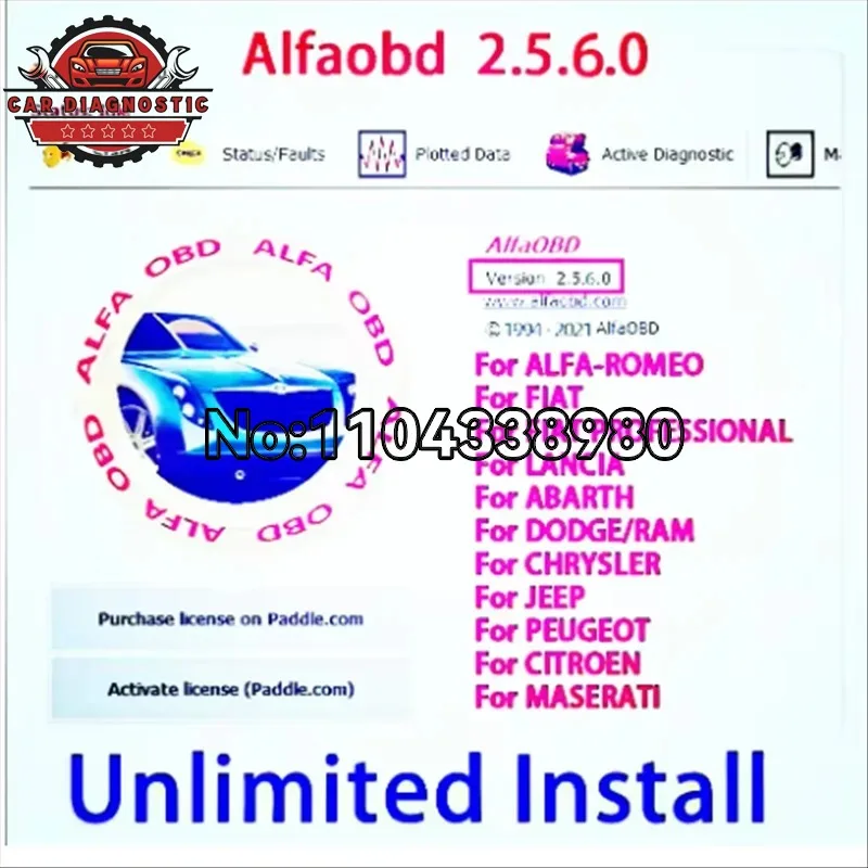 2026 hot  AlfaOBD v 2.5.7.0 For Windows Licensed - Diagnosis For Alfa/Fiat/Lancia/Abarth/Dodge/RAM/Chrysler/Jeep/Peugeot/Citroën