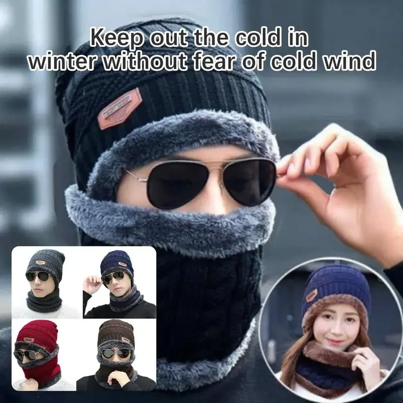 Gorro de invierno y calentador de cuello, polaina de esquí de invierno, cubierta de cuello de punto para clima frío, bufanda y sombrero de invierno, bufanda a prueba de viento, conjunto de guantes y sombrero