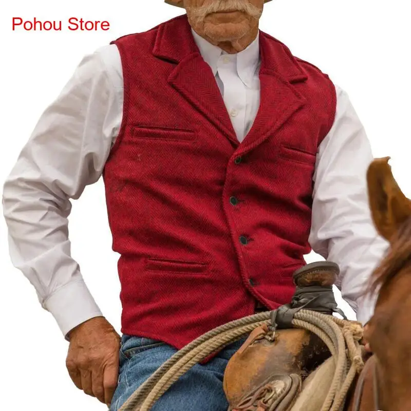 Men's Slim Herringbone Vest Men's Dress Casual Business Wear Vest