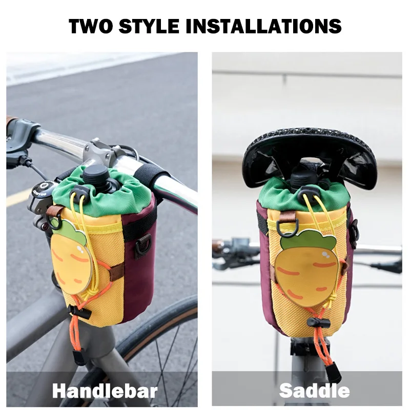 Cycling water bottle carrot bag Front Handlebar Storage Bicycle Bag Bike Basket Electric Vehicle Parts Multi-Use Cup Pouch