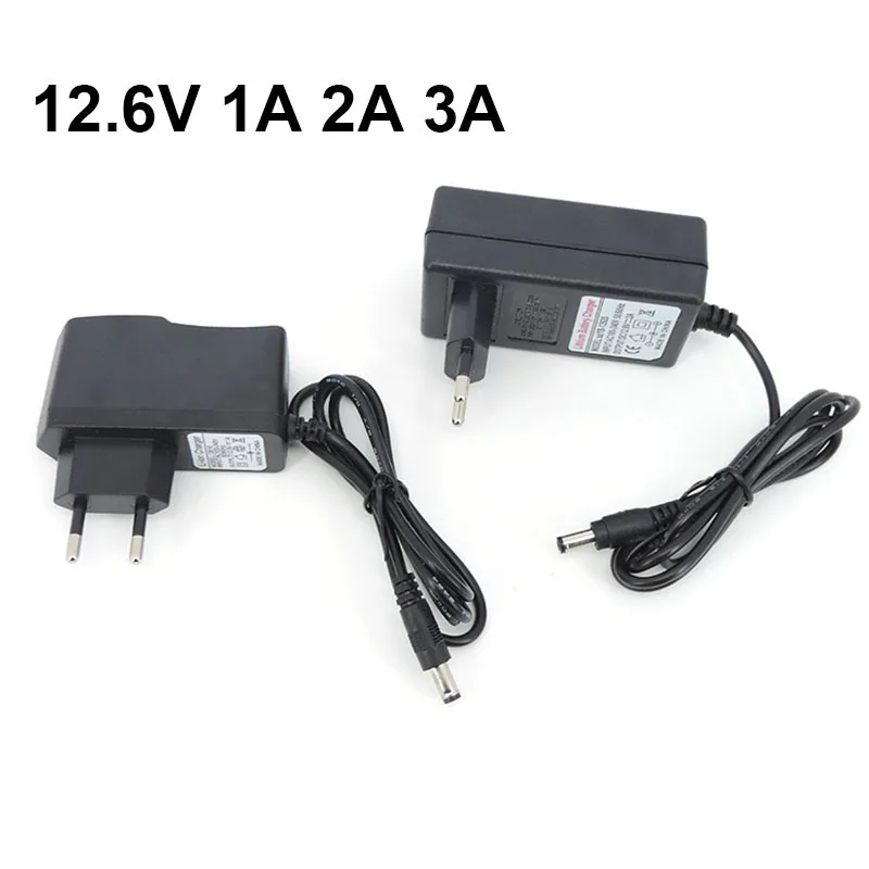 EU US AC 110v 240V to DC 12.6V 2A 3A charger Power supply Adapter 5.5*2.5MM 12.6 V Volt 2 3 A For 18650 lithium battery Pack t