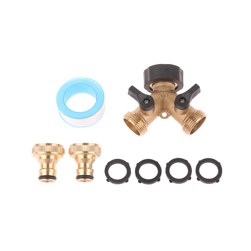 

US Hose Splitter Brass 2 Way Garden Hose Connector Thread Y Shape Hose Spigot Adapter Water Hose Splitter With Rubber Washer