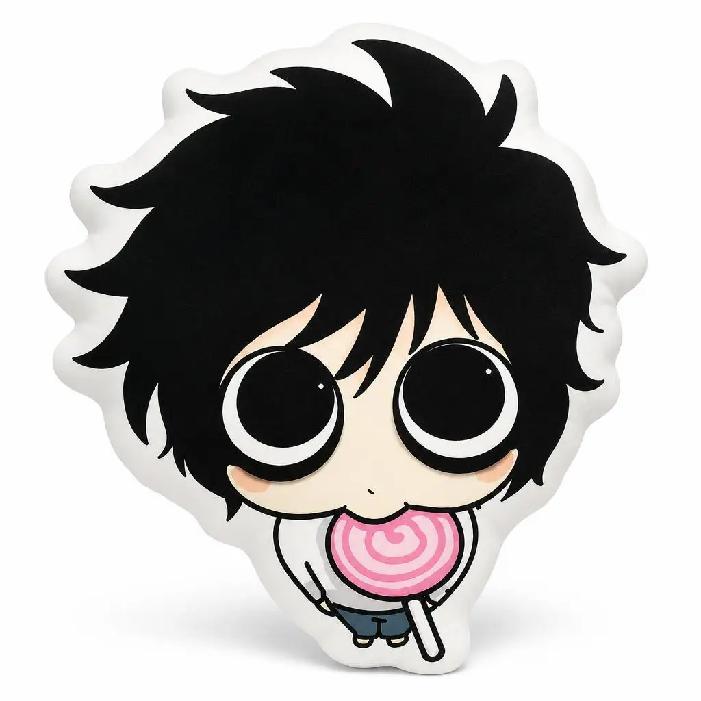 L Lawliet Cute Lollipop Deaths Notes Plush Pillow Cushion Irregular Stuffed Throw Pillow Home Decor Gift Sofa Bed Couch