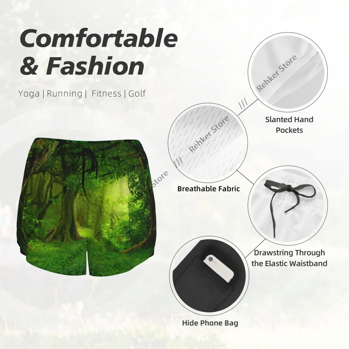 Women Yoga Shorts Tree Scenery Forest Landscape Workout Shorts Fitness quick-dry Ladies Yoga Gym Running Short Pants Sportswear