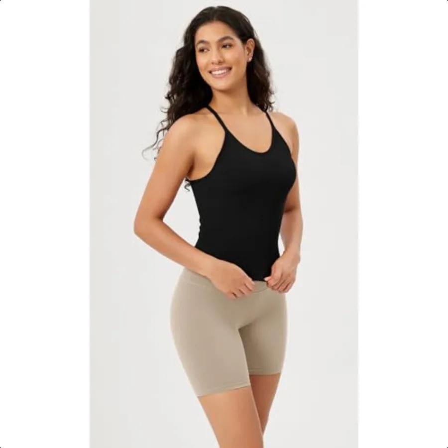 ODODOS Damen Crop Seaml RibKnit Camisole Strappy Racerback Cropped Tank Tops