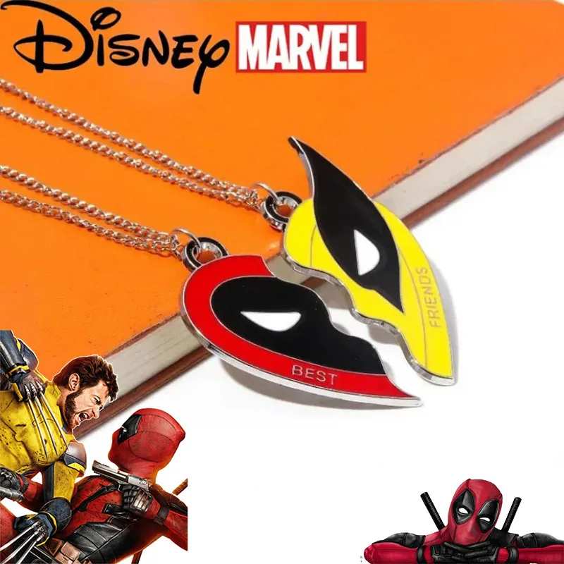 

Marvel Deadpool 3 Model Deadpool and Wolverine Best Friends Pendant Heart Necklace Children's Jewelry Accessories Wholesale