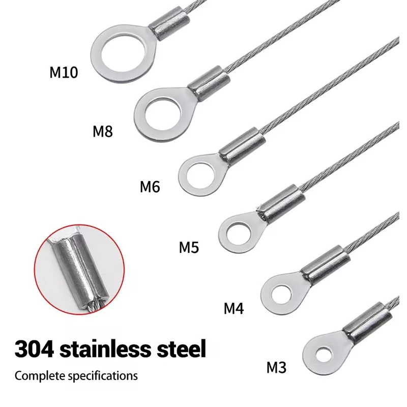 4 szt. Końcówka oczka kablowego ze stali nierdzewnej z liną stalową 1/2mm obróbka lin stalowych dostosowana lina zabezpieczająca przed upadkiem