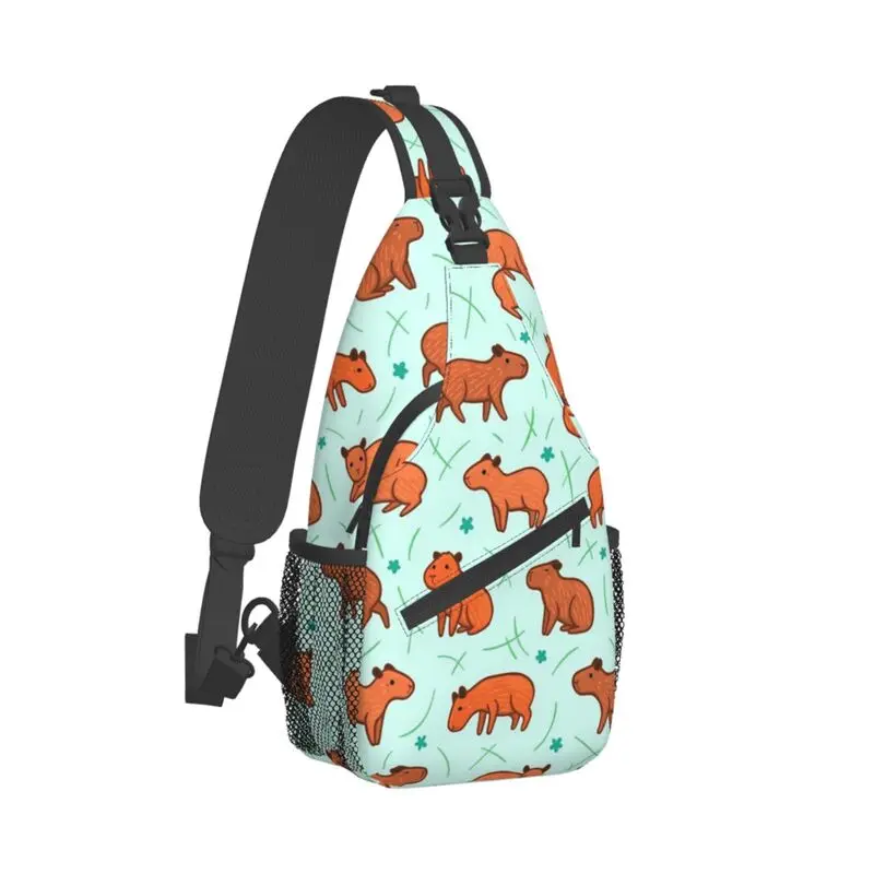 Kawaii Capybara Pattern Sling Chest Bag Custom Animal Lover Crossbody spalla zaino per uomo ciclismo campeggio Daypack