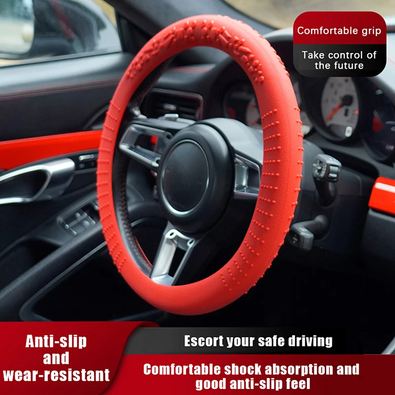 

Non-Slip Silicone Steering Wheel Covers for Cars, D-shaped and Universal, Enhance Your Driving Experience with Elastic Texture.